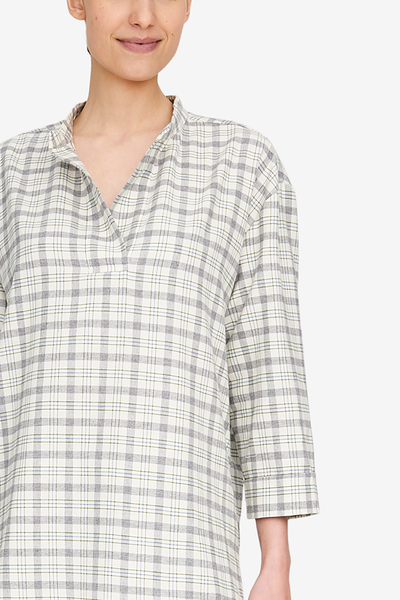 Set - Slip On Top and Lounge Pant Grey Plaid Flannel