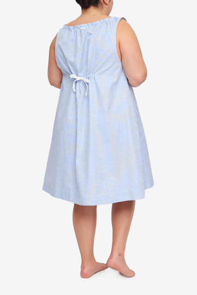 Sleeveless Nightie Small Periwinkle Check PLUS