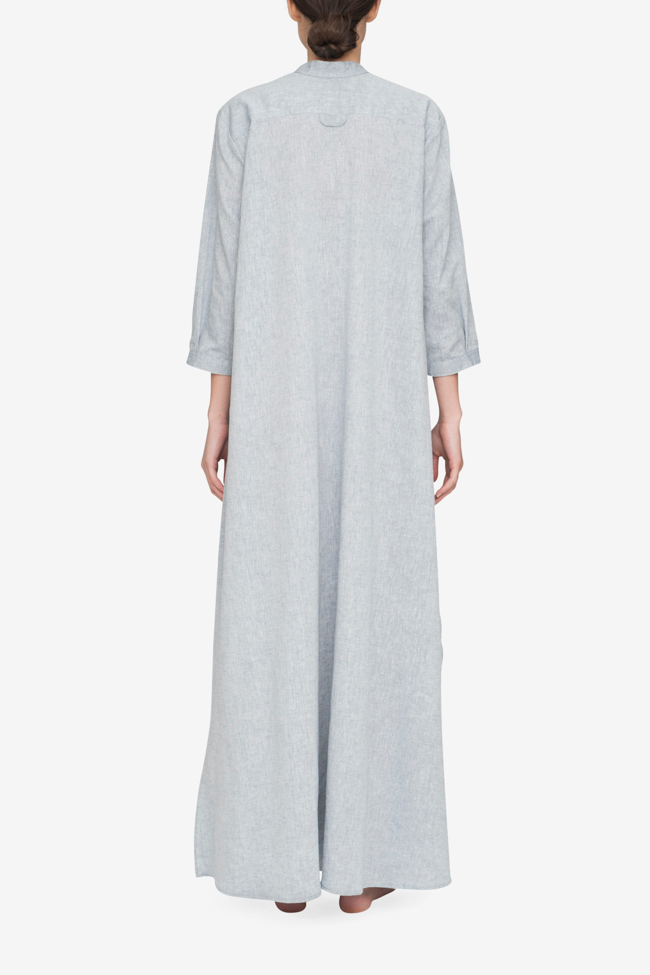 back view floor length sleep shirt grey smoke cotton linen blend by the Sleep Shirt