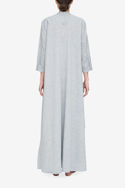 back view floor length sleep shirt grey smoke cotton linen blend by the Sleep Shirt