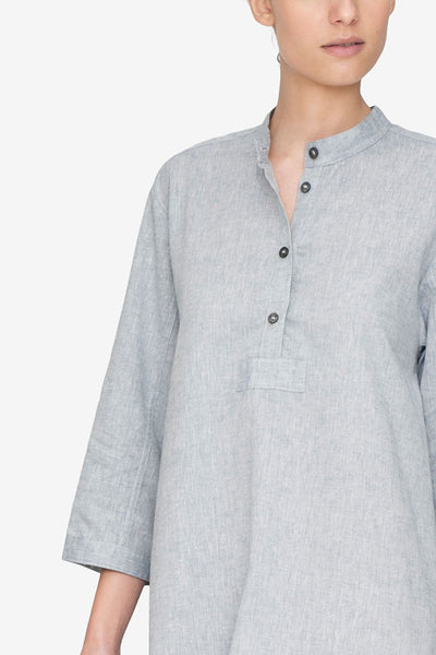 Full Length Sleep Shirt Smoke Linen Blend