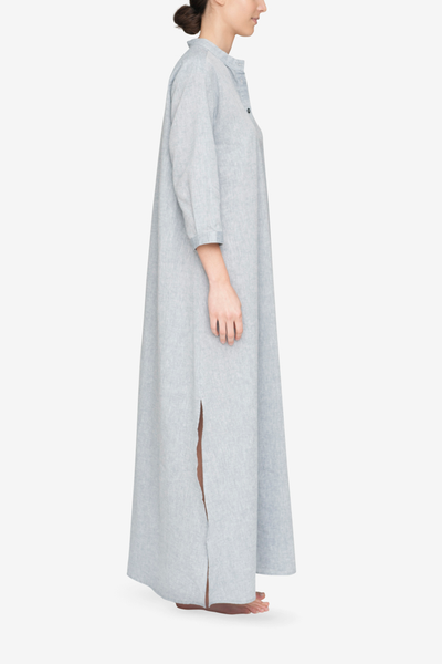 Full Length Sleep Shirt Smoke Linen Blend