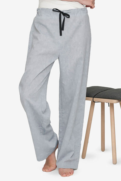 front view lounge pant grey smoke linen cotton blend by the Sleep Shirt