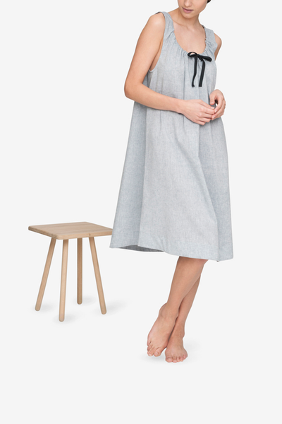 front view sleeveless adjustable neckline nightie nightgown grey smoke linen cotton blend by the Sleep Shirt