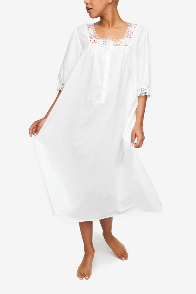 Clementine Nightie Soft White Cotton