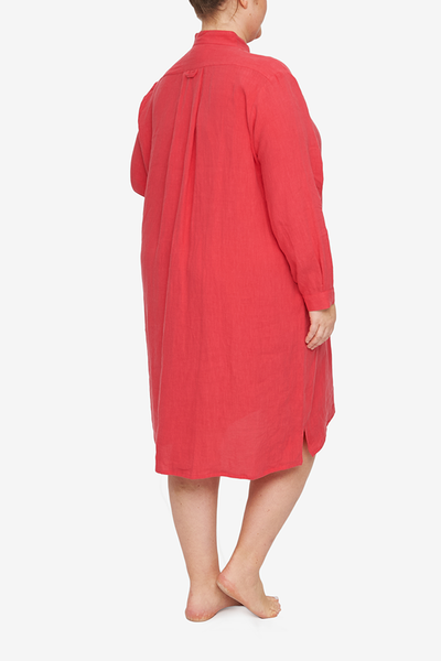 Long Sleep Shirt Strawberry Washed Linen PLUS