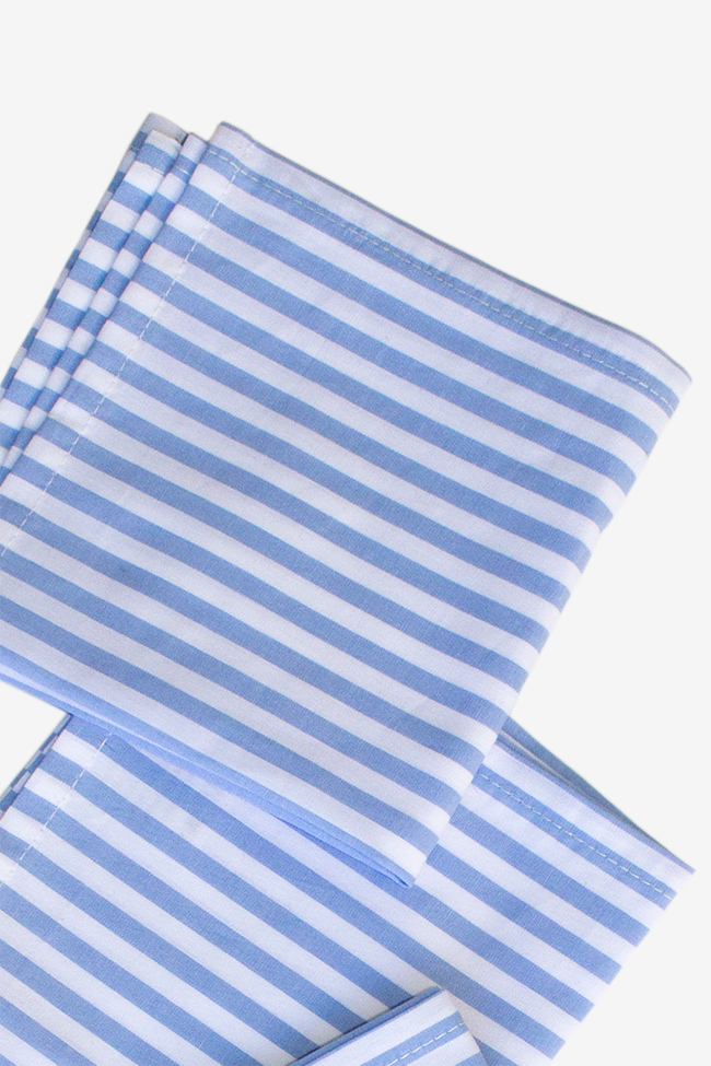 Small Wide Blue Stripe Napkins - Set of 4