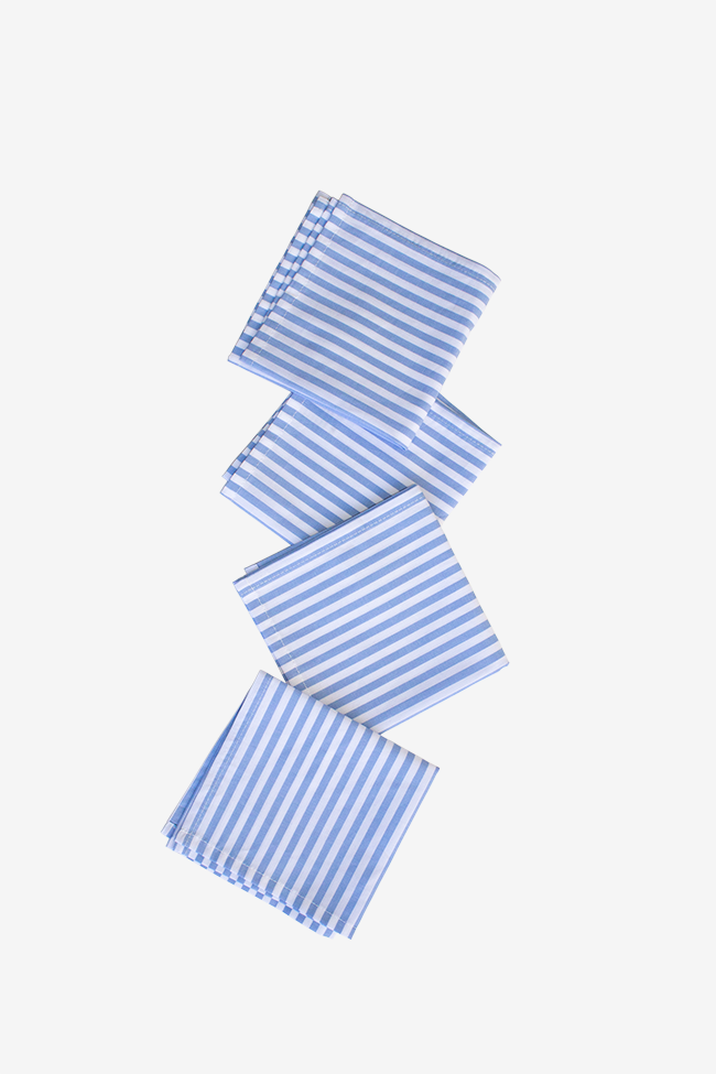 Small Wide Blue Stripe Napkins - Set of 4