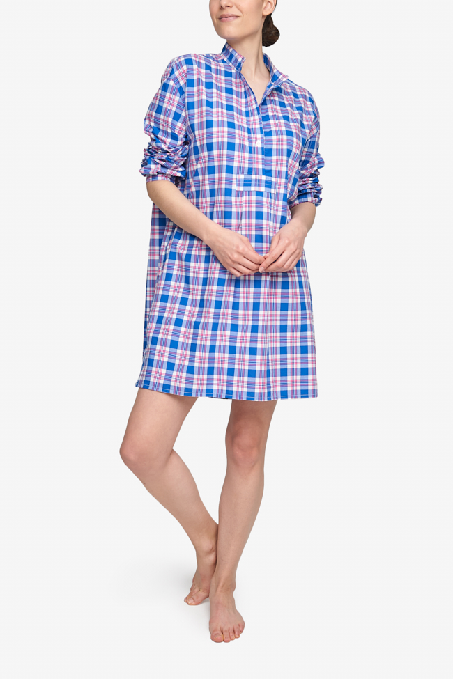 Short Sleep Shirt Summer Plaid