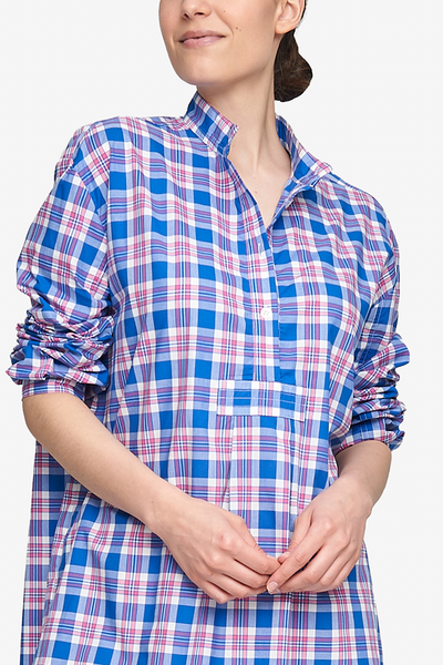 Short Sleep Shirt Summer Plaid