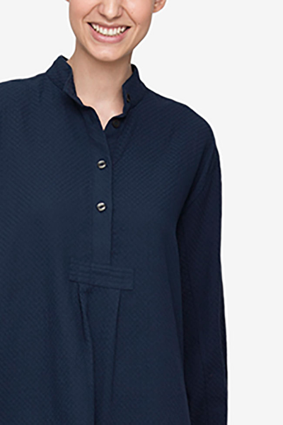 front cropped view classic short sleep shirt navy boucle Japanese cotton by the Sleep Shirt
