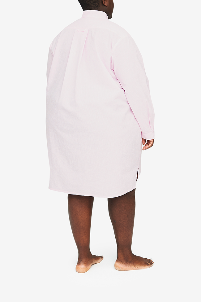 Short Sleep Shirt Pink Seersucker PLUS