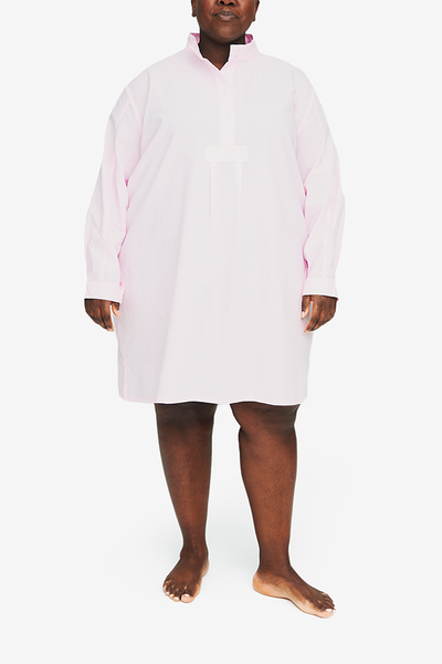 Short Sleep Shirt Pink Seersucker PLUS