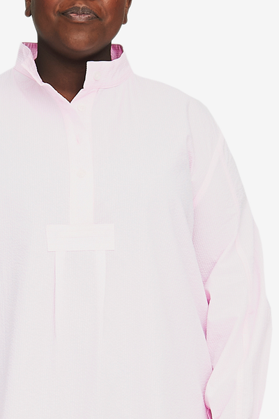 Short Sleep Shirt Pink Seersucker PLUS