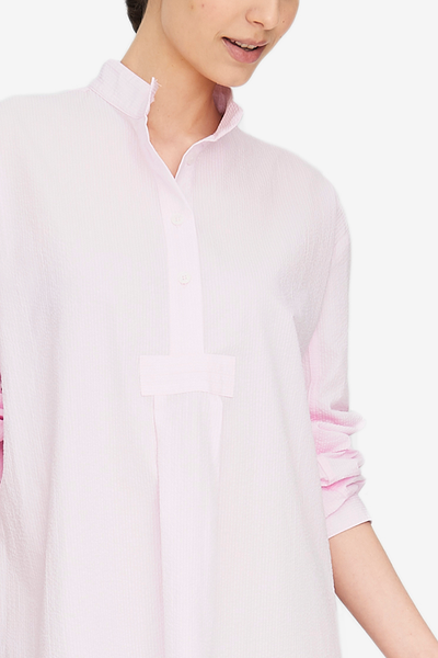 Short Sleep Shirt Pink Seersucker