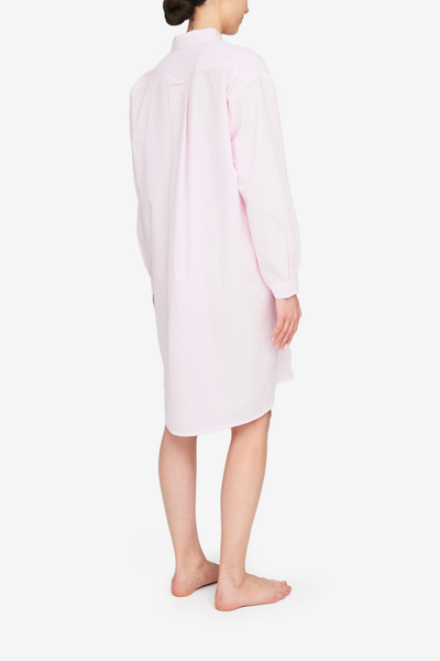 Long Sleep Shirt Pink Seersucker