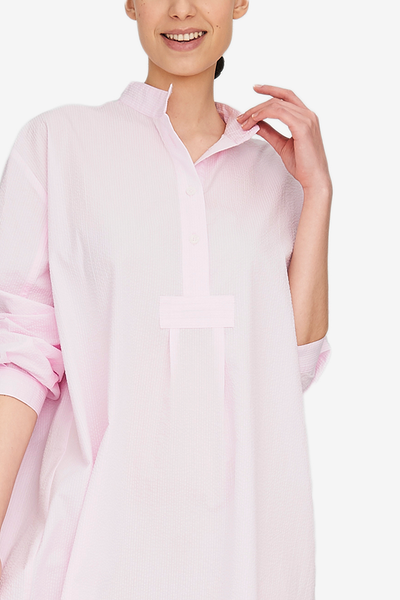 Long Sleep Shirt Pink Seersucker