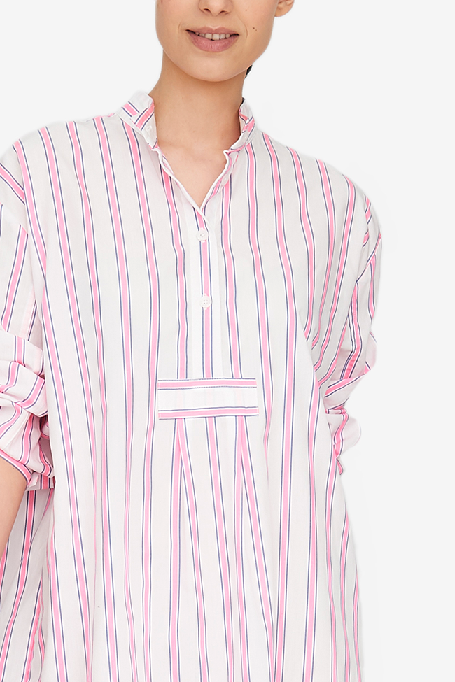 Short Sleep Shirt Fluo Pink Stripe