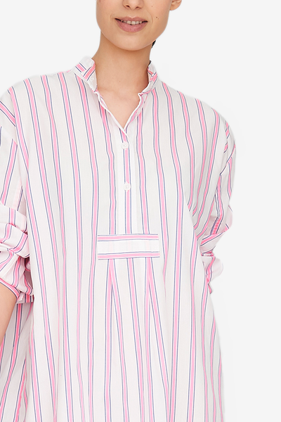 Short Sleep Shirt Fluo Pink Stripe