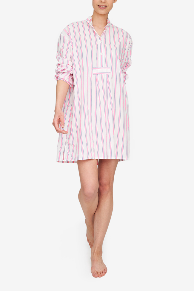 Short Sleep Shirt Fluo Pink Stripe