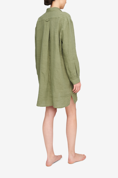 Short Sleep Shirt Sage Linen