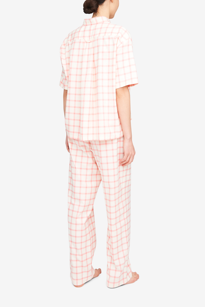 Short Sleeve Cropped Shirt Pink Check Flannel