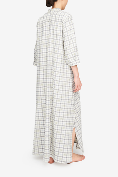 Full Length Sleep Shirt Grey Plaid Flannel