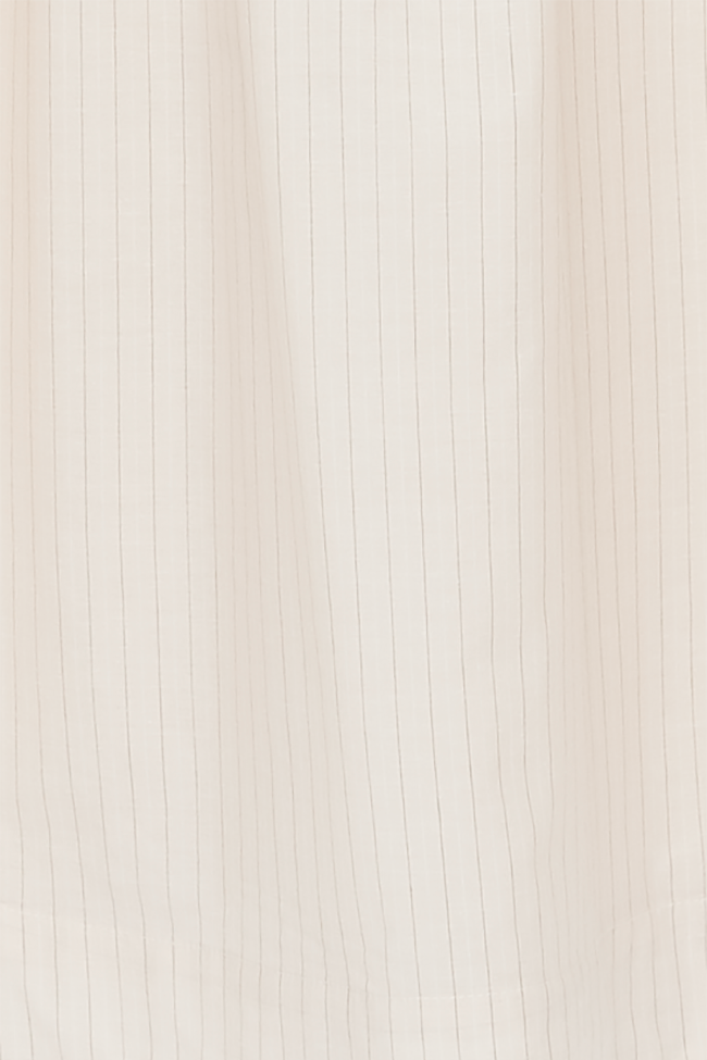 Short Sleep Shirt Cream Silk Blend Stripe PLUS