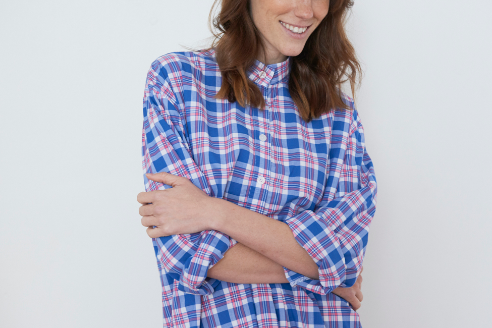 Short Sleep Shirt Summer Plaid