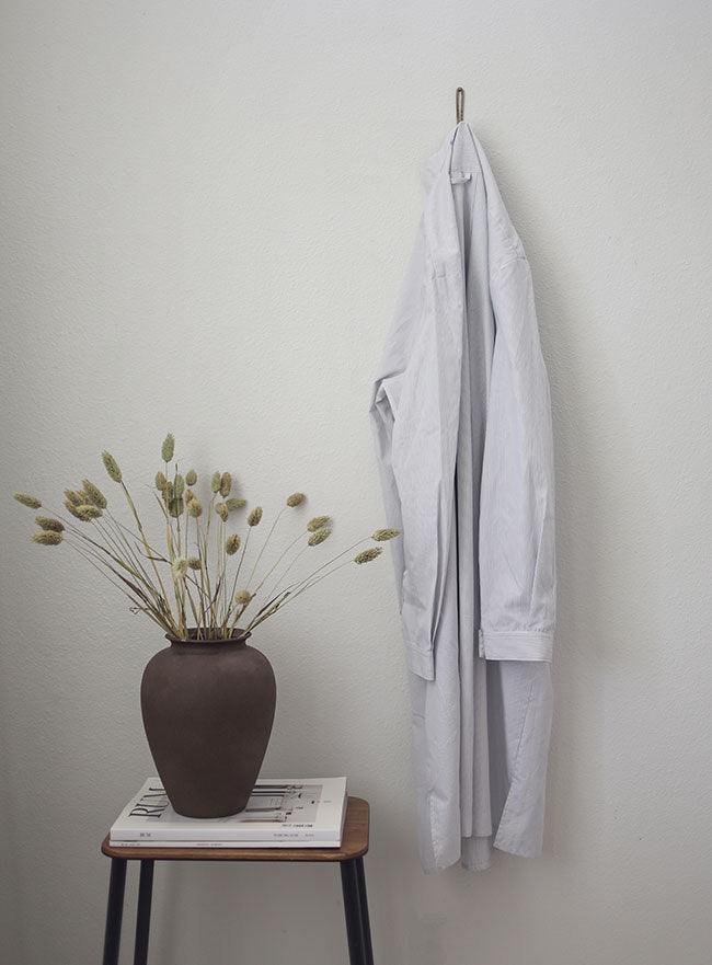 Long Sleep Shirt Thin Grey Stripe