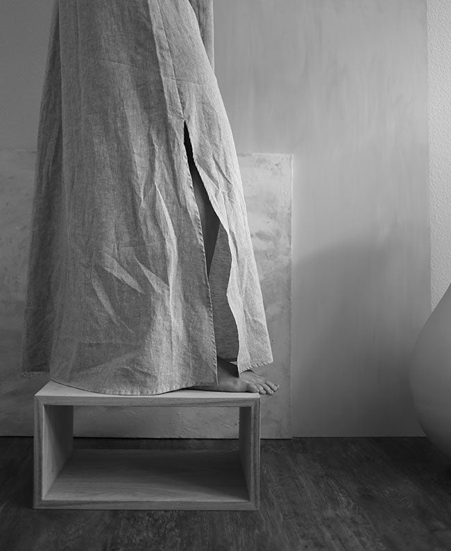 Full Length Sleep Shirt Smoke Linen Blend