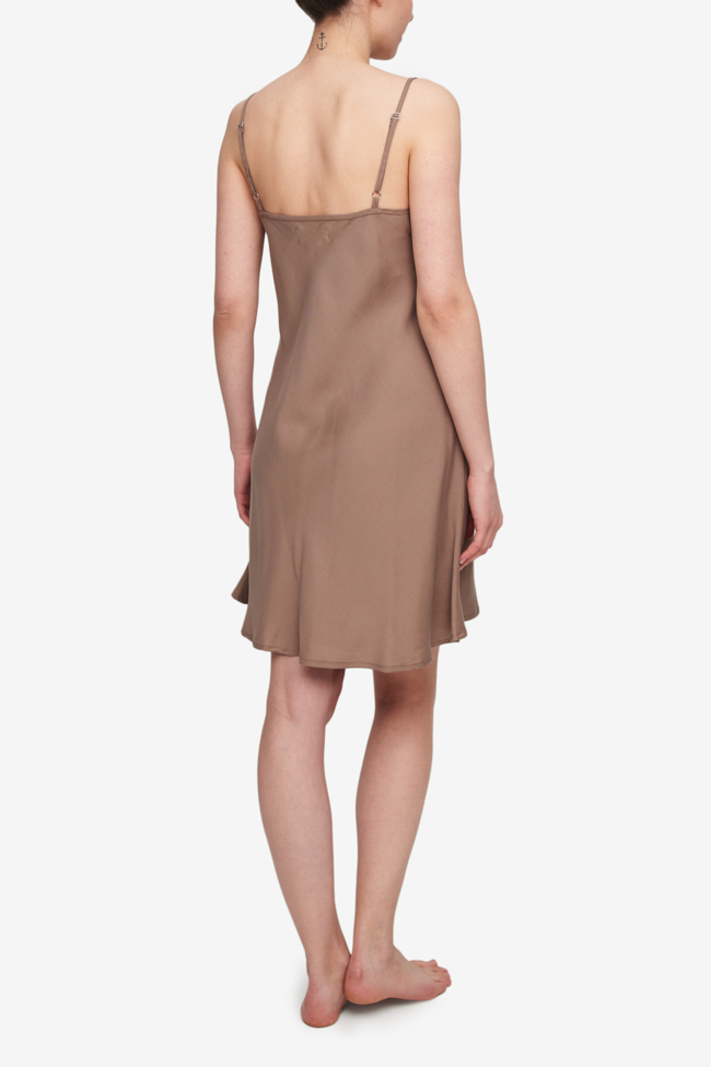 Short Slip Dress Taupe Tencel Twill