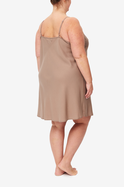 Short Slip Dress Taupe Tencel Twill