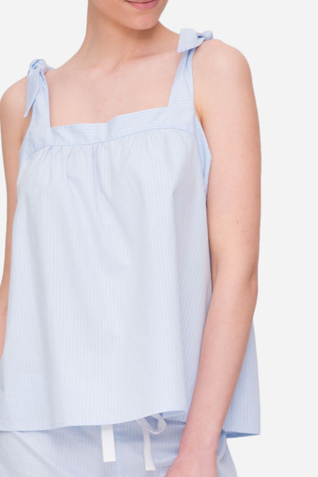 Tie Top Blue Cotton Stripe