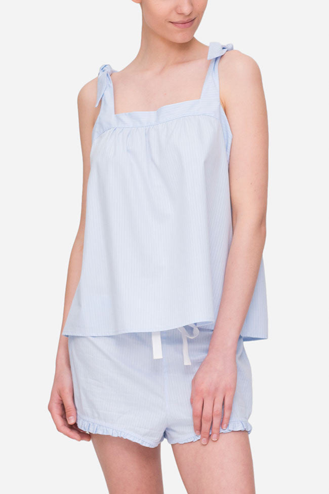 Tie Top Blue Cotton Stripe