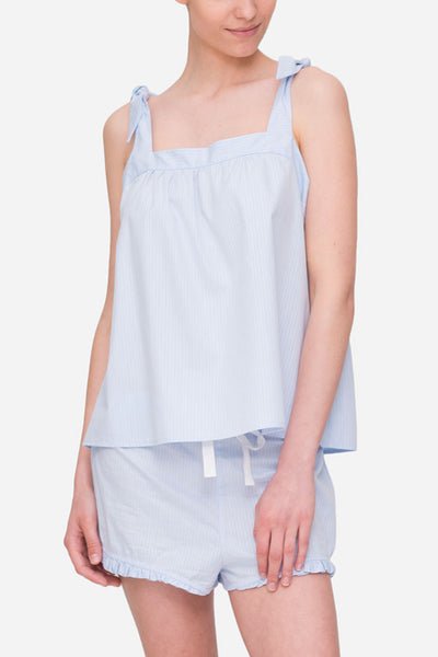 Tie Top Blue Cotton Stripe