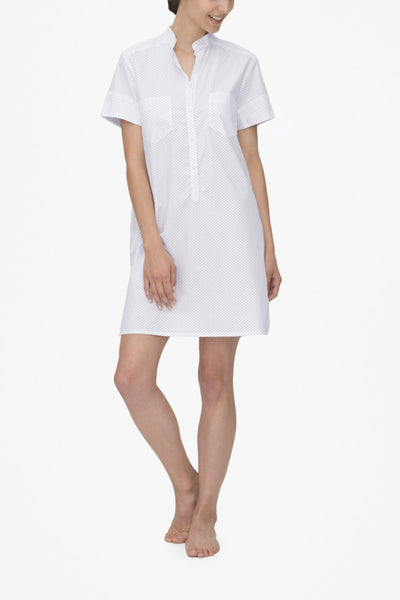 Short Sleeve Sleep Shirt Blue Dot