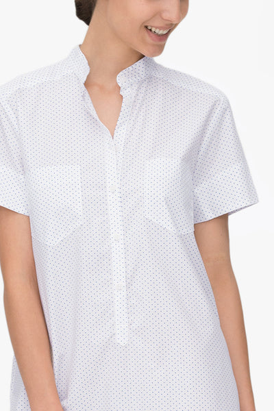 Short Sleeve Sleep Shirt Blue Dot