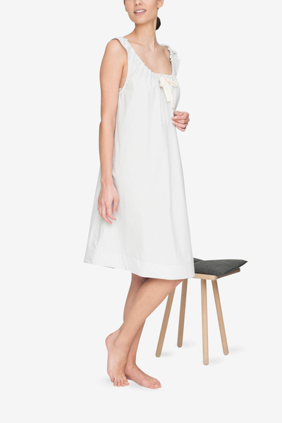 front view sleeveless adjustable neckline nightie nightgown grey white stripe cotton by the Sleep Shirt