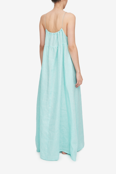 Long Rope Dress Turquoise Linen