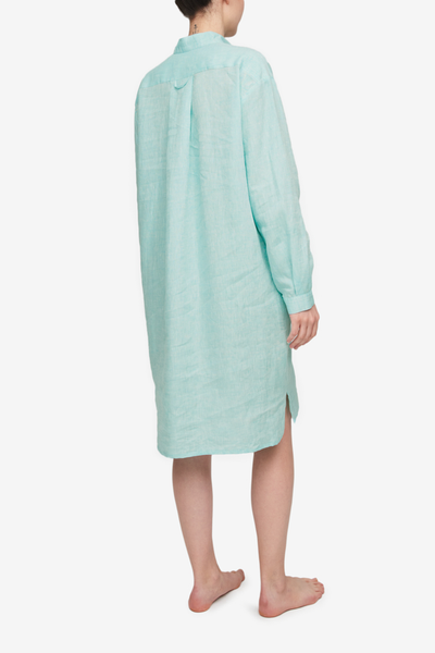 Long Sleep Shirt Turquoise Linen