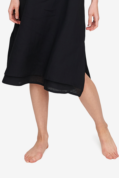 Two Layer Dress Black Linen