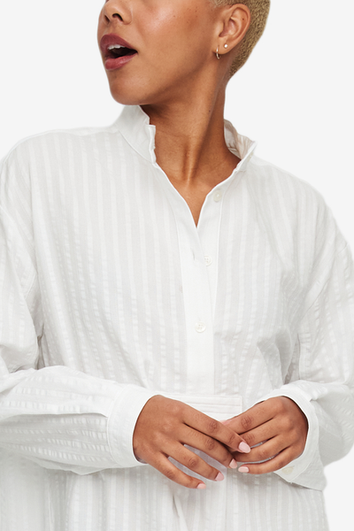 Short Sleep Shirt White Beach Stripe