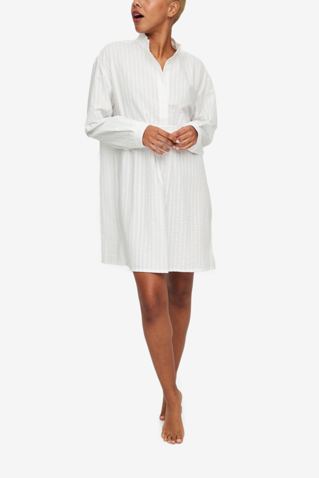 Short Sleep Shirt White Beach Stripe