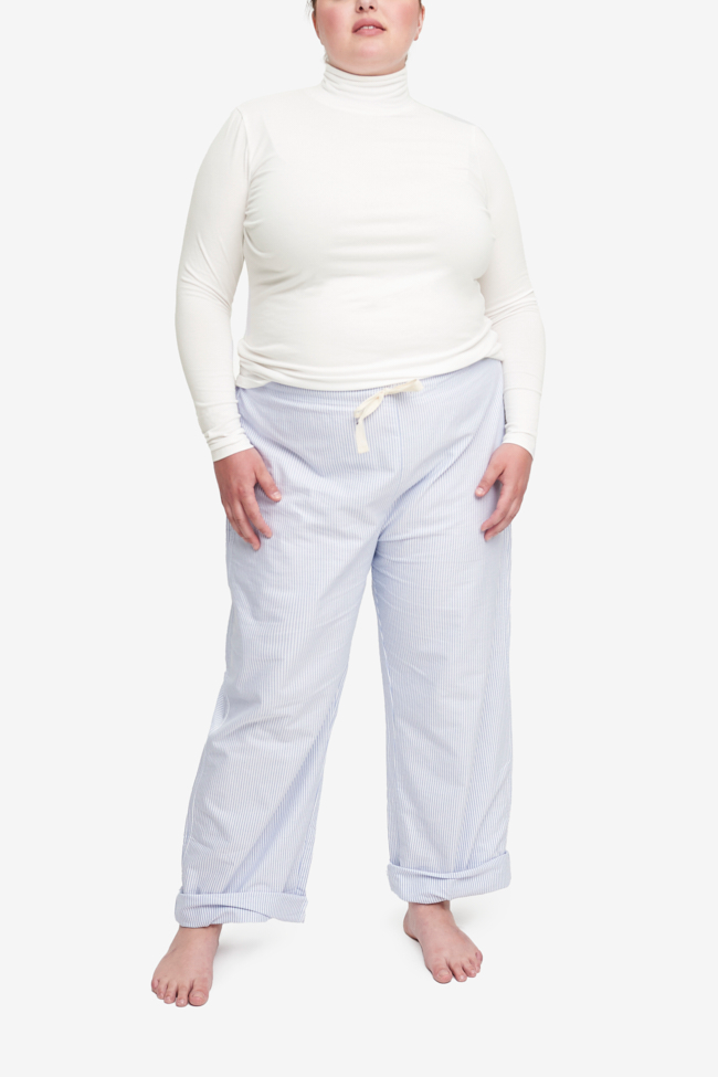 Long Sleeve Turtleneck White Cotton Stretch Jersey
