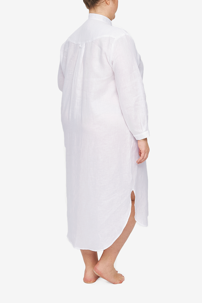 Ankle Length Sleep Shirt White Linen