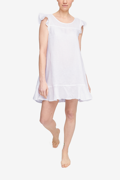 Flounce Dress White Linen