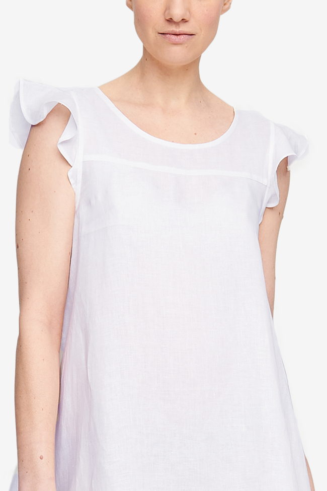 Flounce Dress White Linen