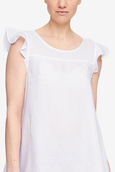 Flounce Dress White Linen