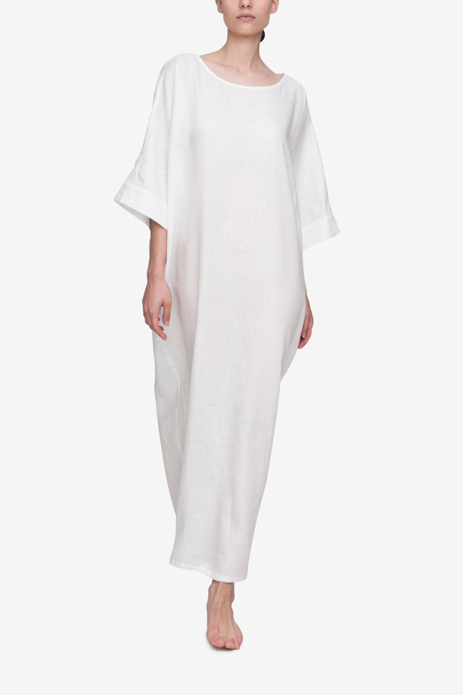 front view oversized kaftan white linen by The Sleep Shirt